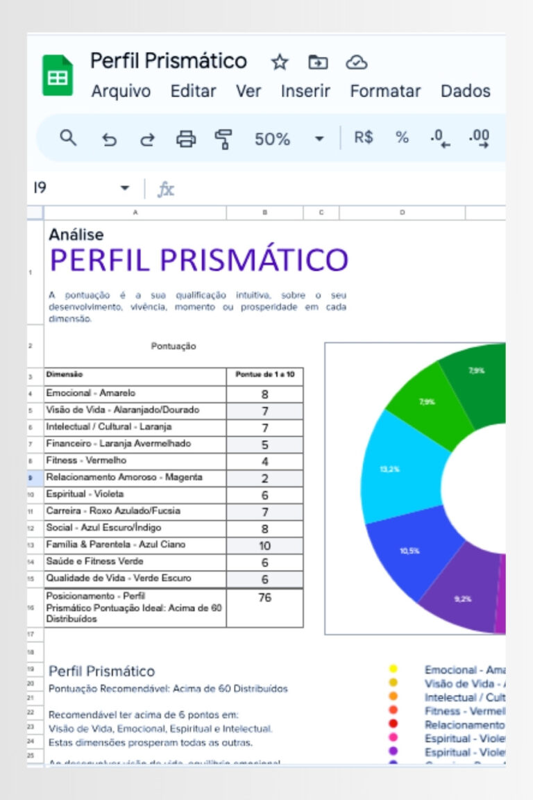 Acesso à planilha Perfil Prismatico
