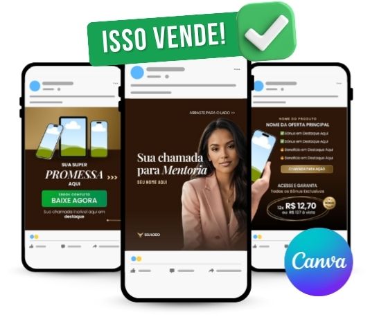 Criativos de Anúncios Premium Low, Médio e High Ticket Pack no Canva