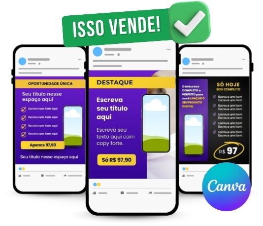 Previews Criativos de Anúncios para Low Ticket Pack no Canva