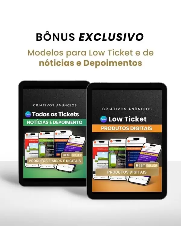 Bônus Criativos no Canva de Anúncios que Vendem Produtos Digitais e Físicos e Dropshipping shopee, amazon e mercado livre com modelo de Noticias e Depoimentos de Clientes UGC e Criativos para Low Ticket para Produtos Digitais