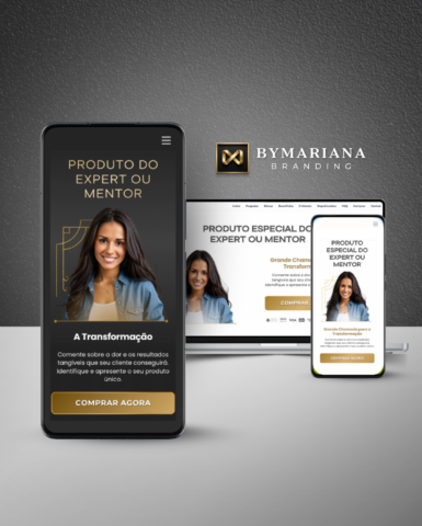 Página de Vendas para Mentor / Coach Premium no Canva Dourado