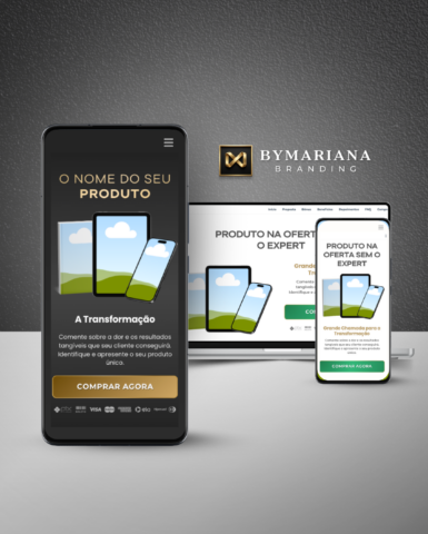 Página de Vendas Produto Digital sem Aparecer Premium no Canva Dourado