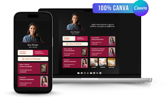 Coleção Site Link na Bio do Instagram Design no Canva Destrave Você Mesmo byMariana Machado - Mobile e Desktop