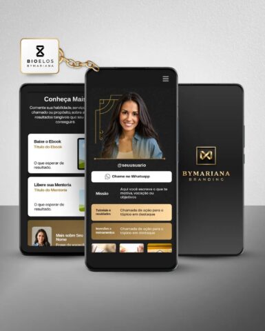 Site Link na Bio do Instagram no Canva Modelo Expert Dourado