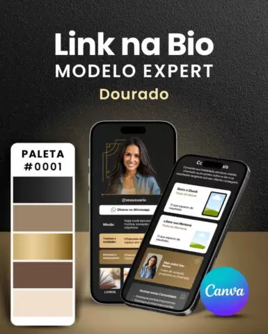 Site Link na Bio do Instagram no Canva Modelo Expert Dourado