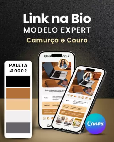 Site Link na Bio do Instagram no Canva Modelo Expert Couro e Marrons
