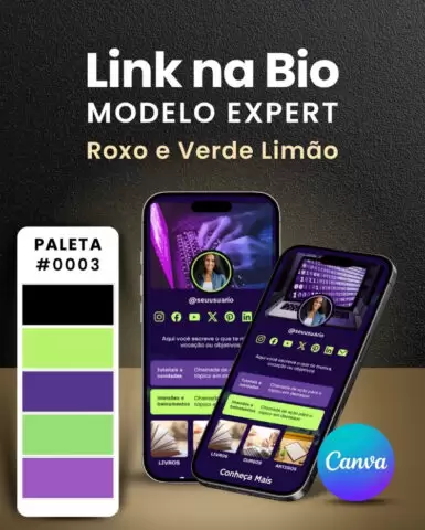 Site Link na Bio do Instagram no Canva Modelo Expert Tech Roxo