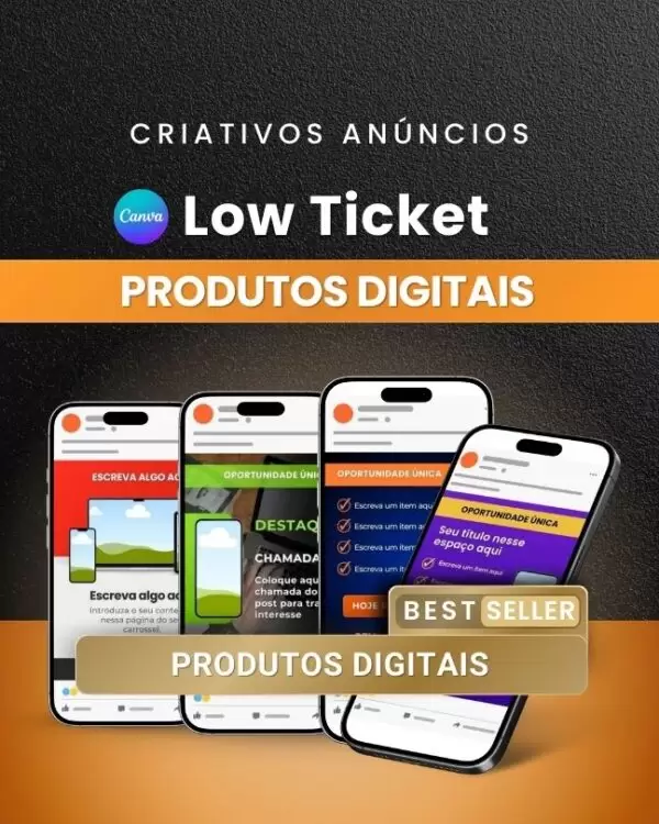 Criativos de Anúncios para Low Ticket Pack no Canva