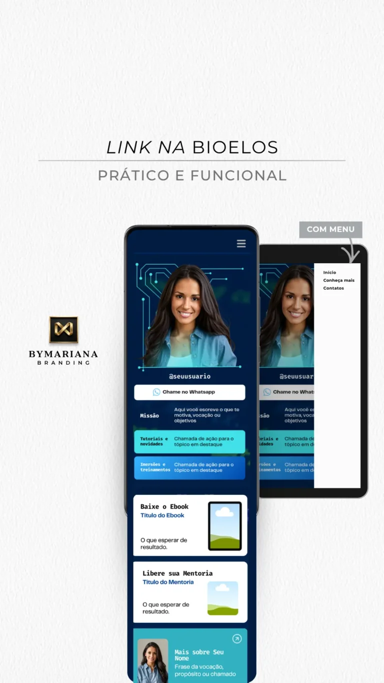 BioElos - Link Bio do Instagram Canva - Vitrine ByMariana Azul e Neon