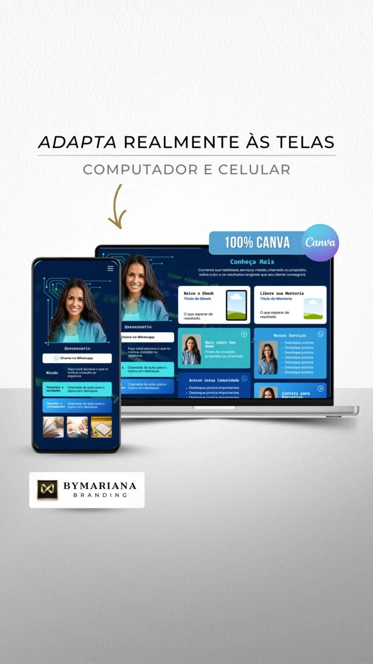 BioElos - Link Bio do Instagram Canva - Vitrine ByMariana Azul e Neon