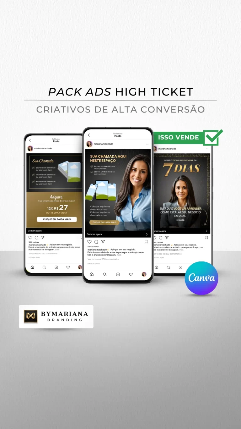 Demonstração Real dos Criativos de Anúncios Premium para Produtos Digitais High Ticket Mentorias, Masterclass e Cursos