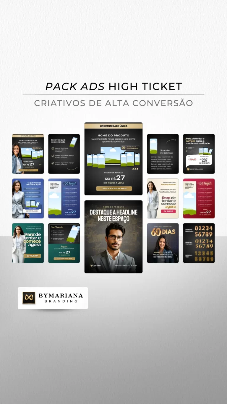 Demonstração Real dos Criativos de Anúncios Premium para Produtos Digitais High Ticket Mentorias, Masterclass e Cursos