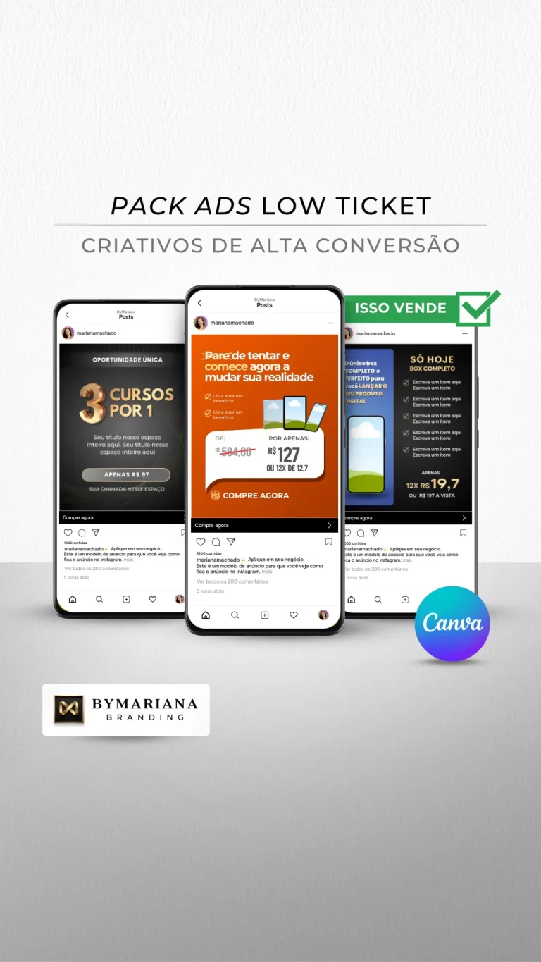Demonstração Real dos Criativos de Anúncios Premium para Produtos Digitais Low Ticket