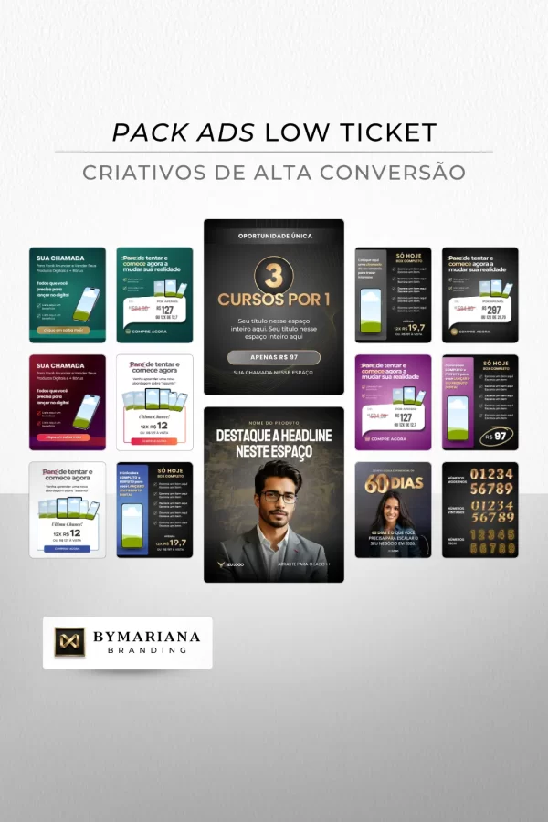 Demonstração Real dos Criativos de Anúncios Premium para Produtos Digitais Low Ticket