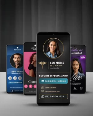 Cartões de Visitas Digital Interativo Pack com Design Profissional no Canva