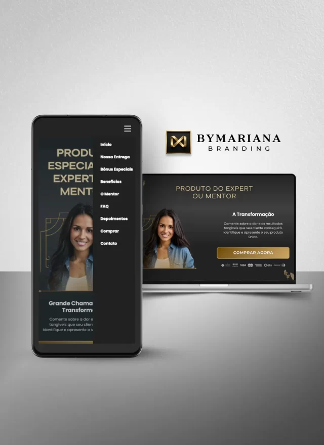 Página de Vendas para Mentor / Coach Premium no Canva Dourado