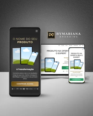 Página de Vendas Produto Digital sem Aparecer Premium no Canva Dourado