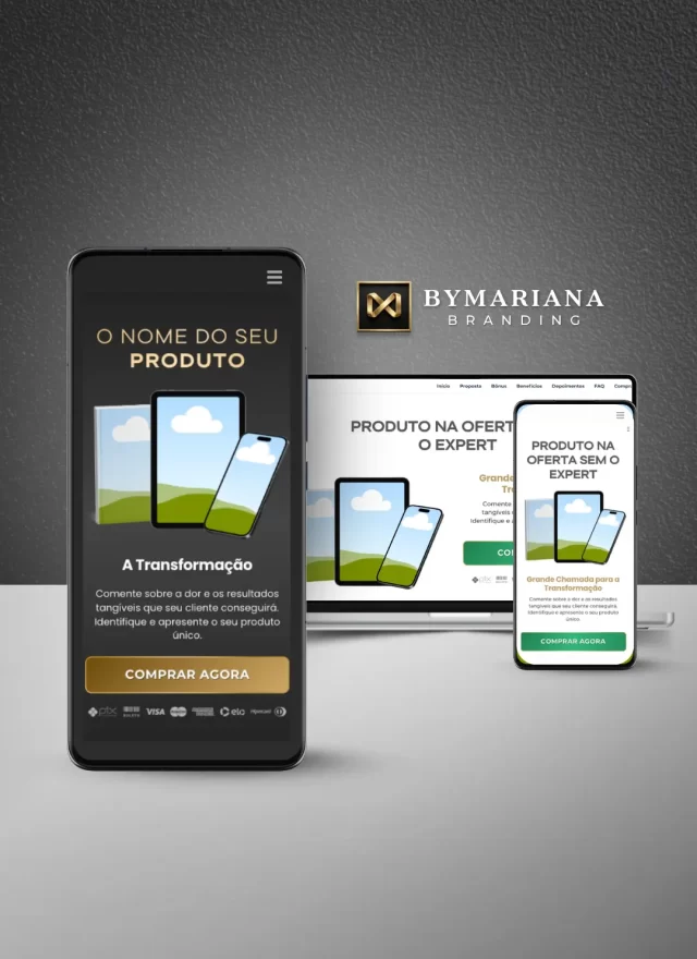 Página de Vendas Produto Digital sem Aparecer Premium no Canva Dourado