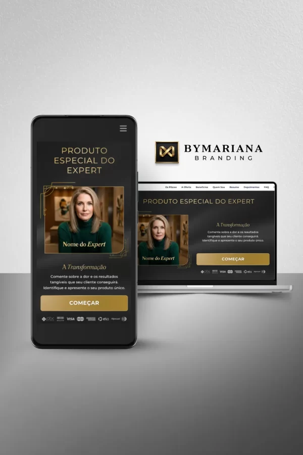 Página de Vendas de Luxo Template Canva Dourado
