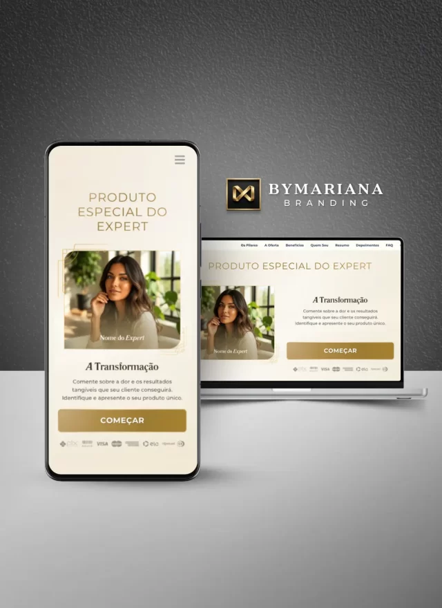 Página de Vendas de Luxo Template Canva Dourado