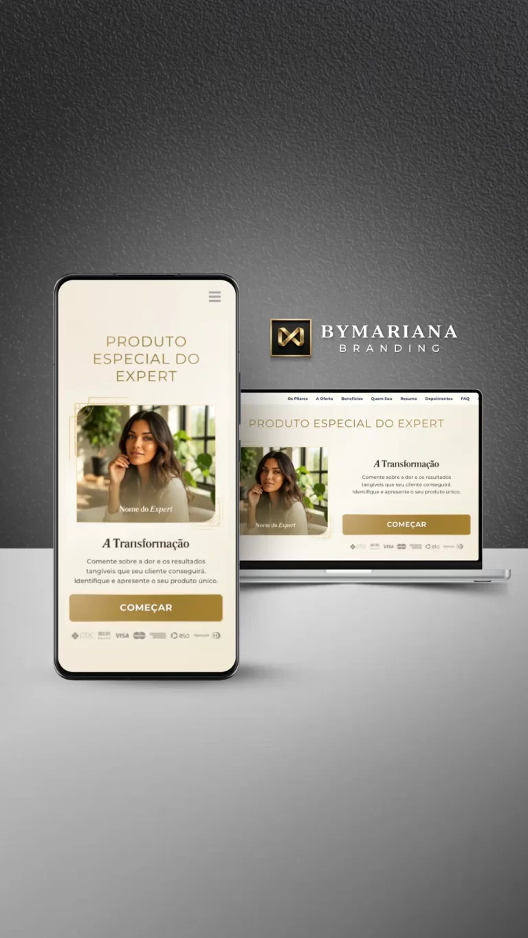 Página de Vendas de Luxo Template Canva Dourado