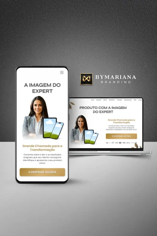 Página de Vendas no Canva — Produto Digital Low Ticket com Experts Branco e Dourado