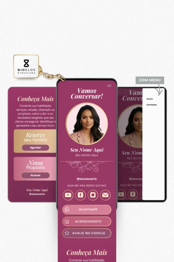 Link na Bio Canva — Modelo Aesthetics Clássico Luxo - Rosa Gold Nude