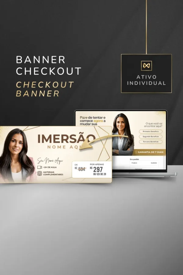 Banner para Página de Checkout de Pagamento Template Canva — Pérola Gold Nude