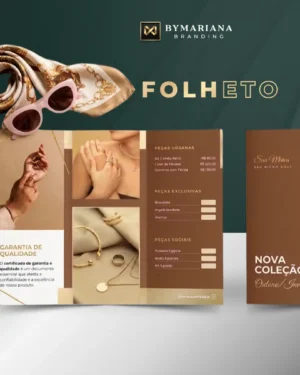 Folheto 2 Dobras de Produtos - Marrom Couro