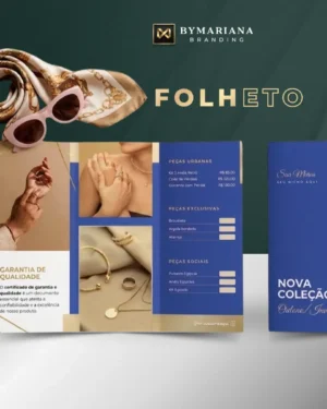 Folheto 2 Dobras de Produtos - Azul Safira