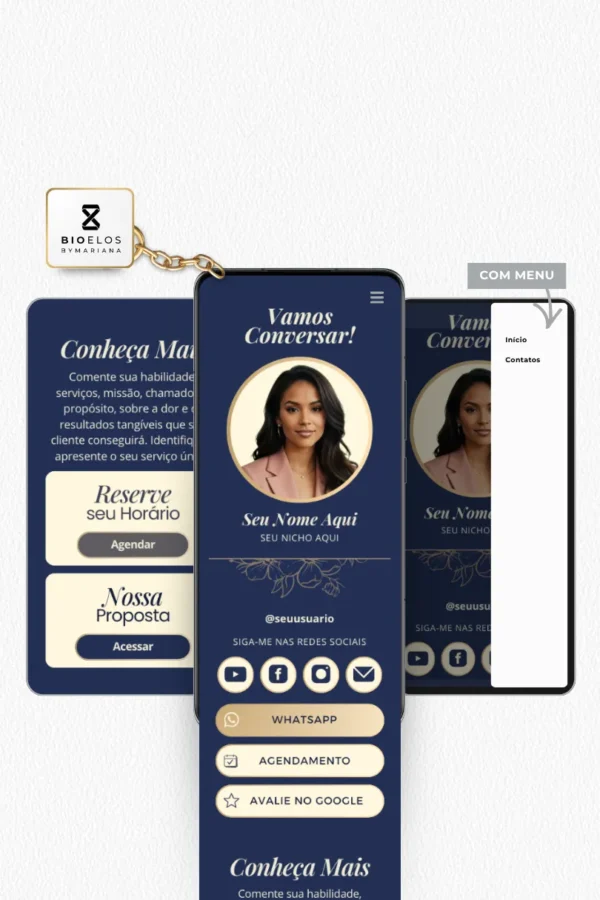 Link na Bio Canva — Modelo Aesthetics Clássico Luxo - Azul Safira