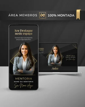 Área de Membros Completa Template Canva Interface Premium — Preto Ônix Gold
