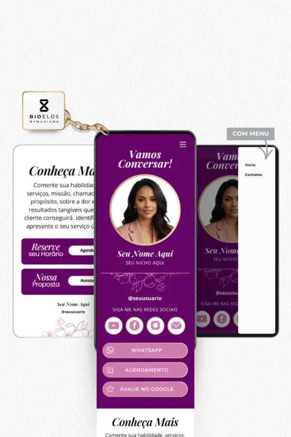 Link na Bio Canva — Modelo Aesthetics Clássico Luxo - Orquídea Lilás