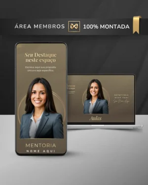 Área de Membros Completa Template Canva Interface Premium — Bege Camurça Gold