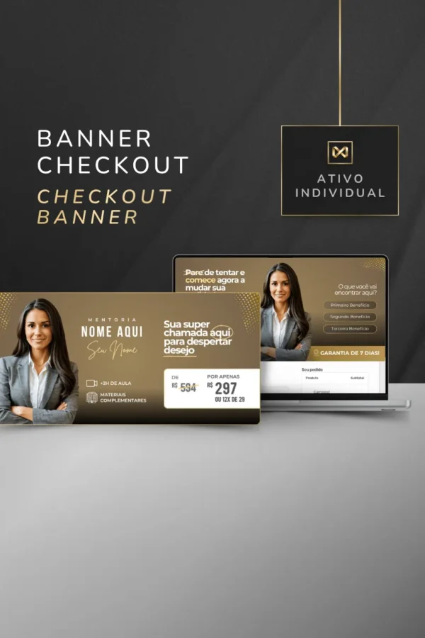 Banner para Página de Checkout de Pagamento Template Canva — Bege Camurça Gold