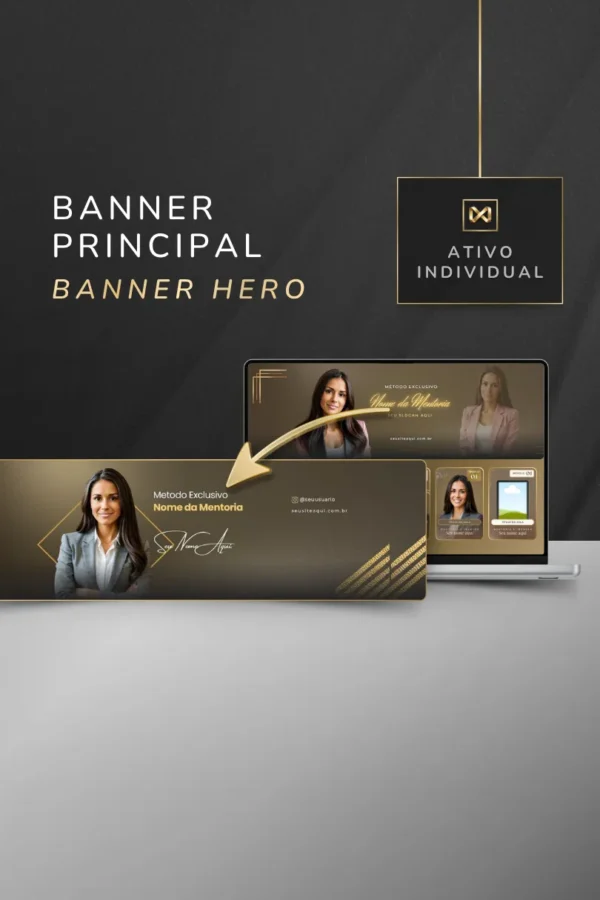 Banner Hero da Área de Membros Template Canva — Bege Camurça Gold
