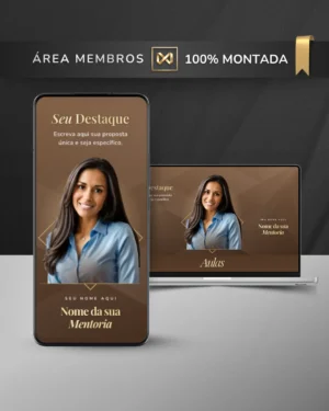 Área de Membros Completa Template Canva Interface Premium — Couro Marrom Camurça