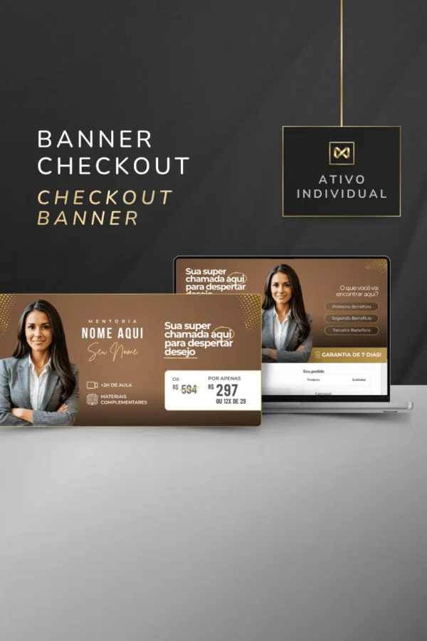 Banner para Página de Checkout de Pagamento Template Canva — Couro Marrom Camurça