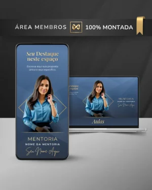 Área de Membros Completa Template Canva Interface Premium — Azul Safira