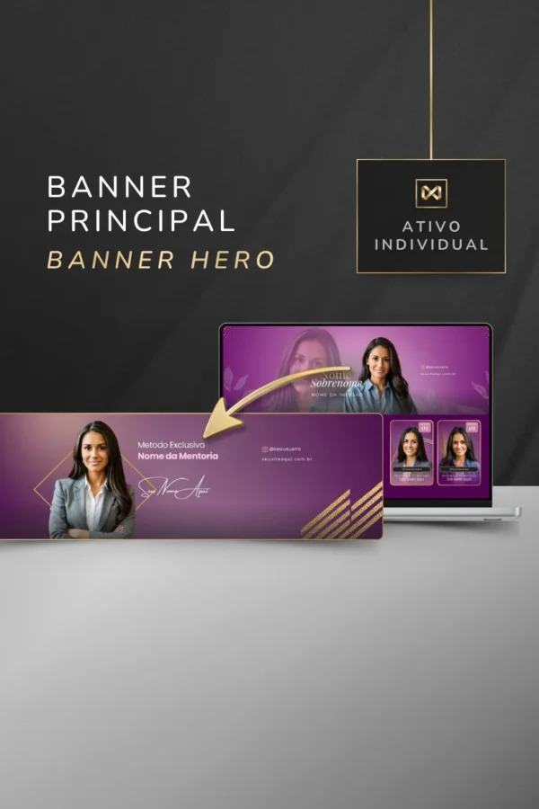 Banner Hero da Área de Membros Template Canva — Orquídea Lilás