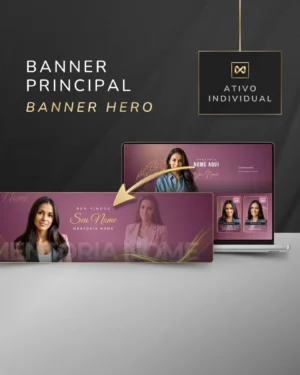 Banner Hero da Área de Membros Template Canva — Rosa Gold Nude