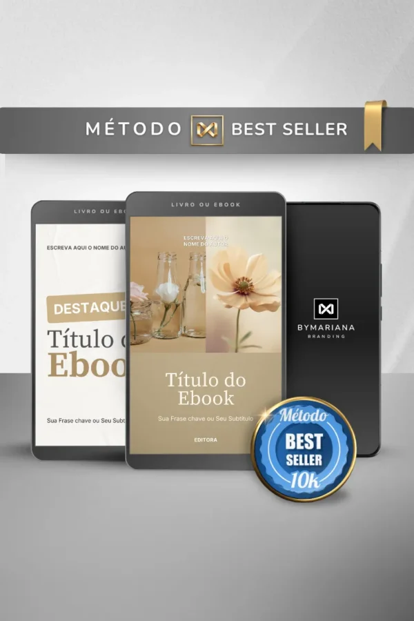 Template Ebook Canva Método Best Seller Capa de Livro Gold Nude