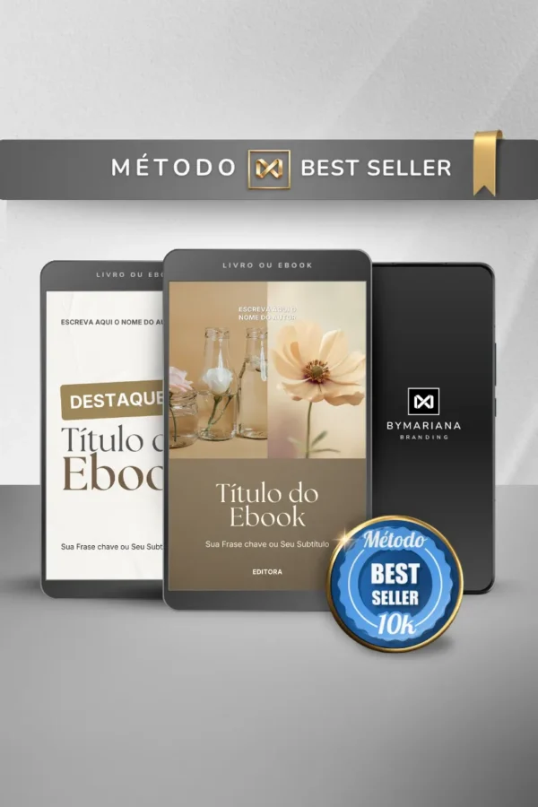 Template Ebook Canva Método Best Seller Capa de Livro Bege Camurça Nude