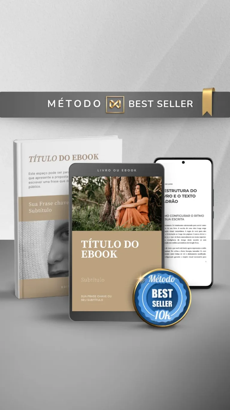 Template Ebook Canva Método Best Seller Capa de Livro Nude Pérola