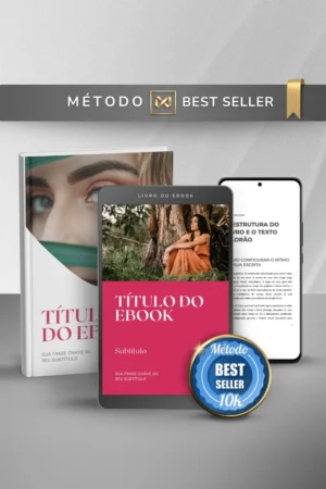 Template Ebook Canva Método Best Seller Capa de Livro Vermelho Cereja