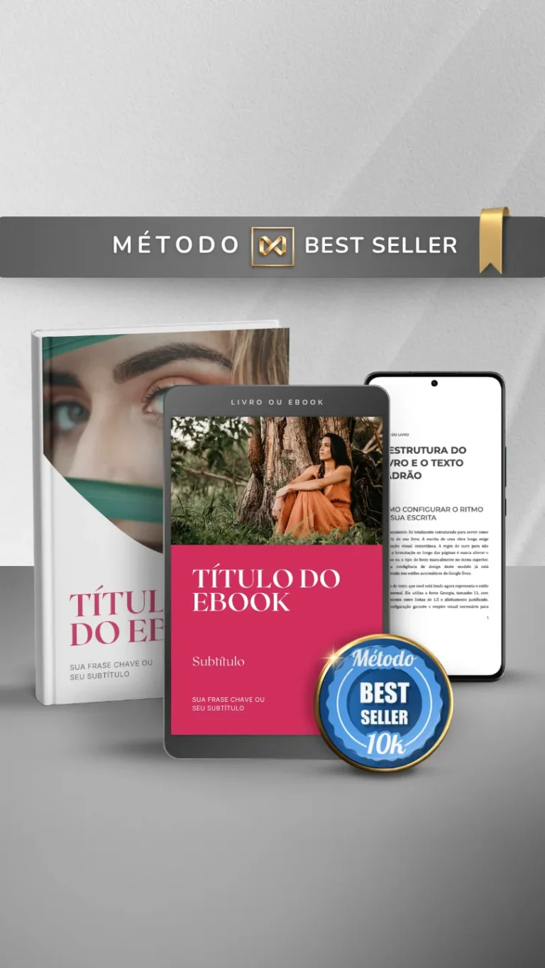 Template Ebook Canva Método Best Seller Capa de Livro Vermelho Cereja