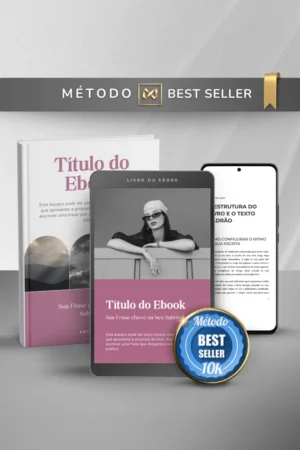 Template Ebook Canva Método Best Seller Capa de Livro Rosa Gold Nude