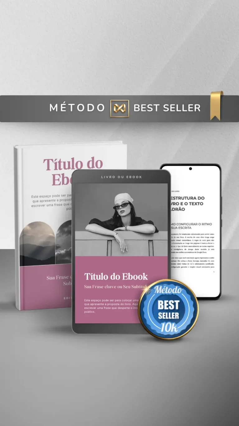Template Ebook Canva Método Best Seller Capa de Livro Rosa Gold Nude