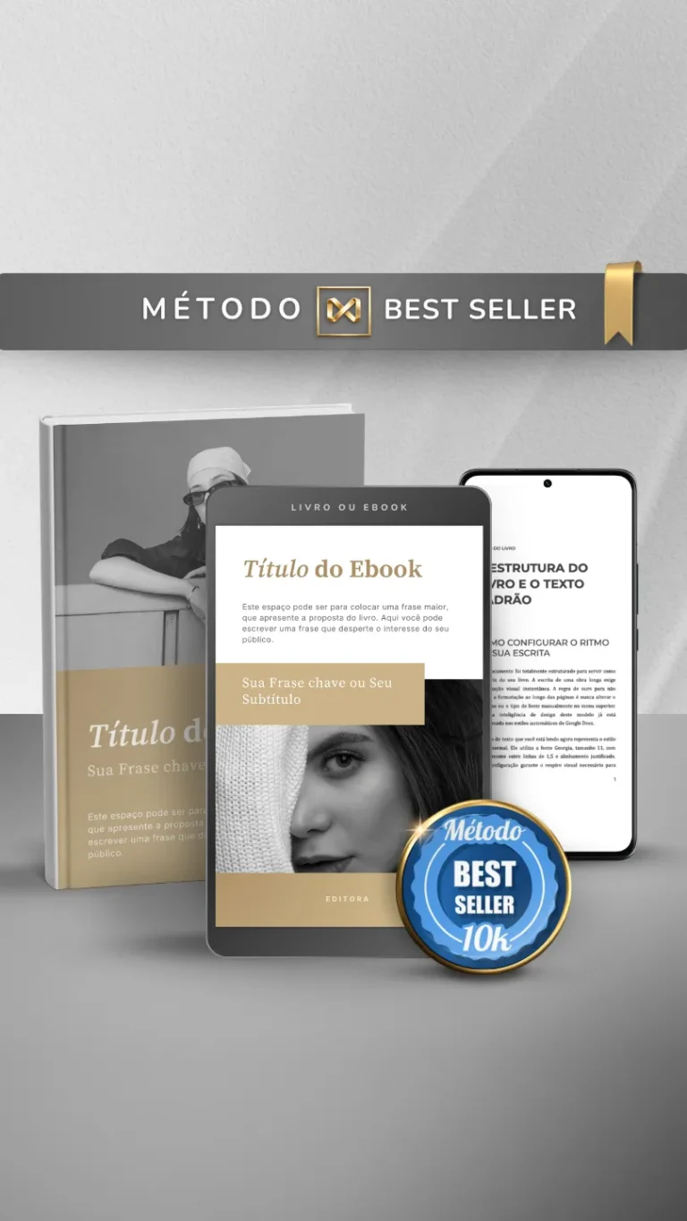 Template Ebook Canva Método Best Seller Capa de Livro Gold Nude