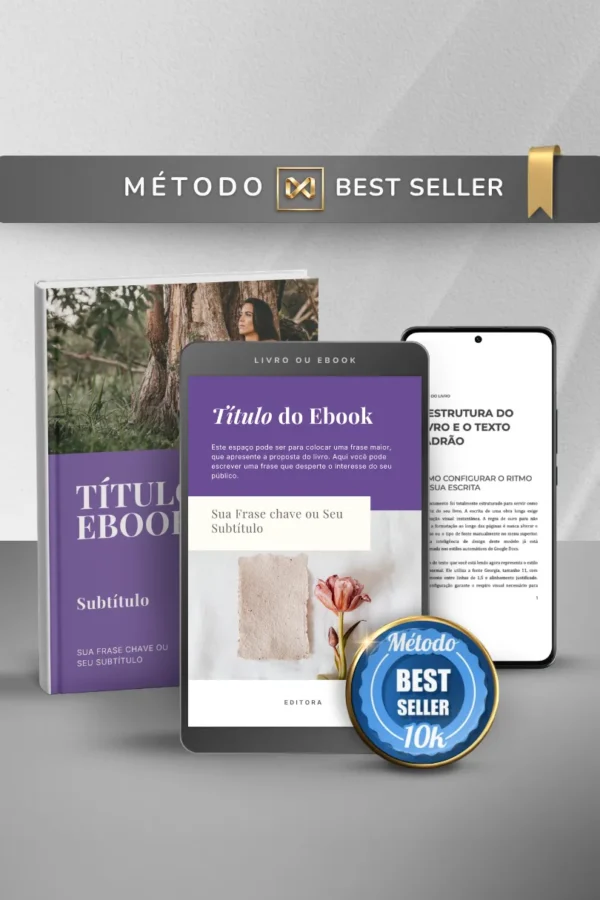 Template Ebook Canva Método Best Seller Capa de Livro Roxo Ametista